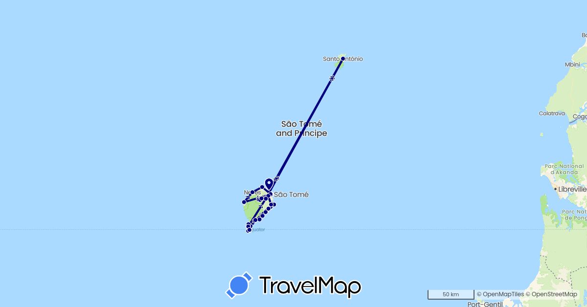 TravelMap itinerary: driving in São Tomé and Príncipe (Africa)